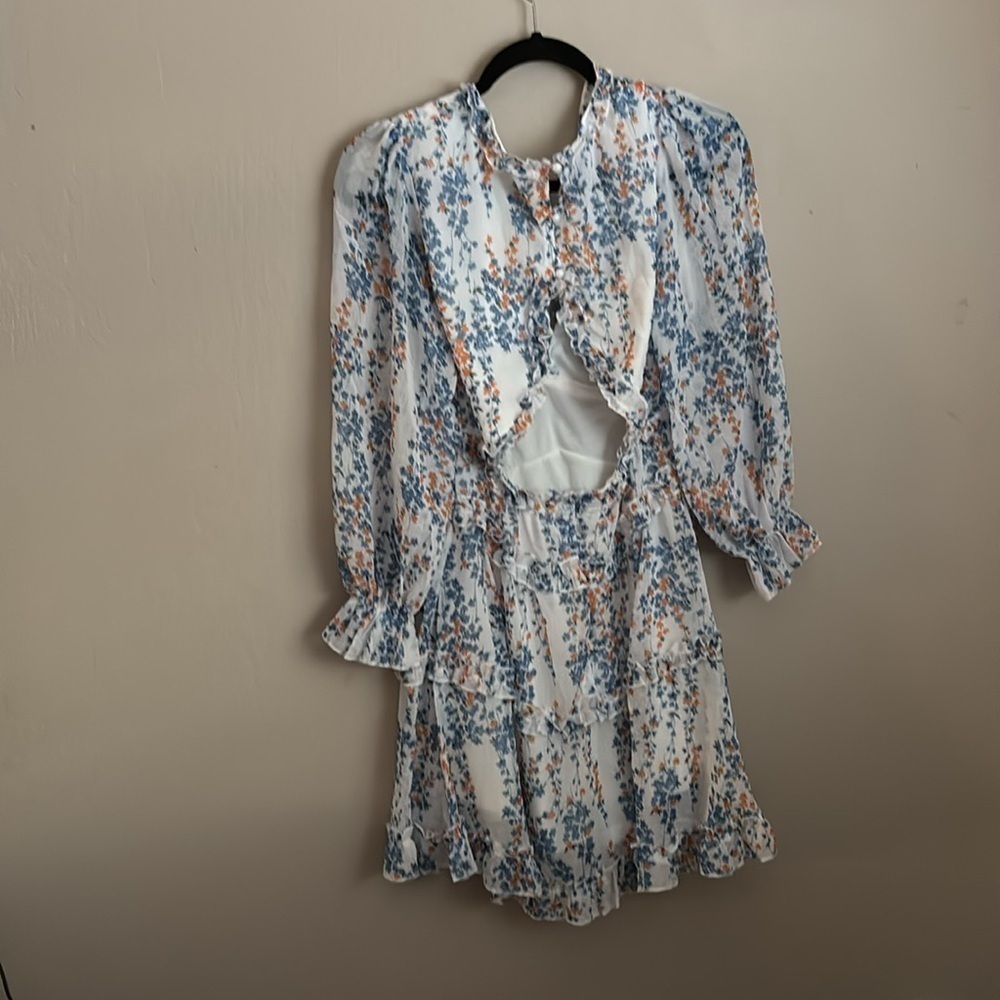 Floral Ruffle Dress - Blue and Orange size small - Picture 2 of 8